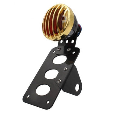 Support de plaque d'immatriculation avec feu arriere moto vintage type café racer ou scrambler couleurs or